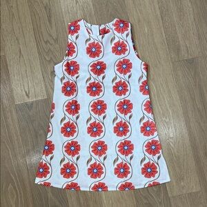 Floral Sleeveless Shift Dress - Red and White Size Small